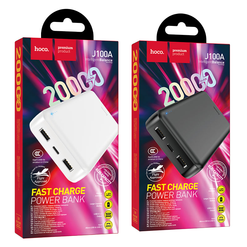 Hoco J100A 20000mAh Fast Charge Power Bank - Black