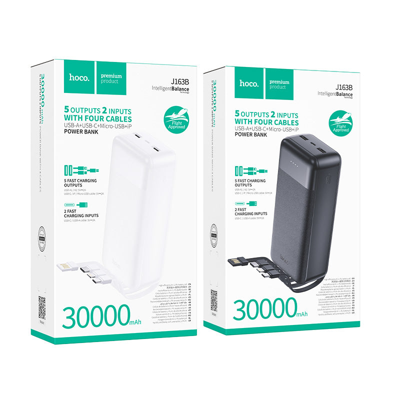 J163B Wonderful power bank with 4 cables (30000mAh)