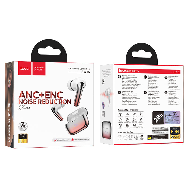 HOCO EQ16 Shine true wireless ANC+ENC Noise Reduction BT headset red glaze