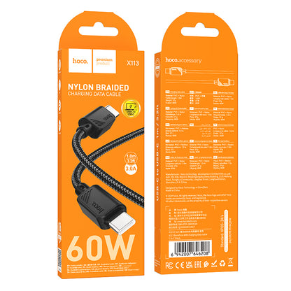HOCO X113 Beneficio 60W charging data cable C to C black