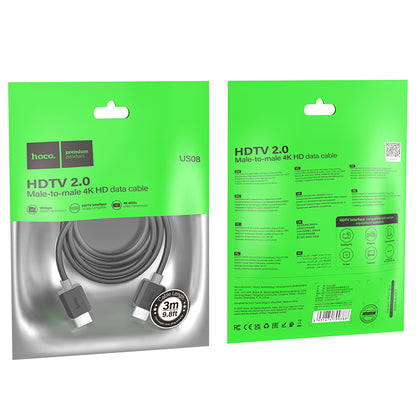 HOCO US08 HDTV 2.0 male-to-male 4K HD data cable(L=3M) black