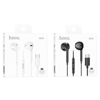HOCO M101 Crystal joy Type-C wire-controlled digital earphones with microphone Black