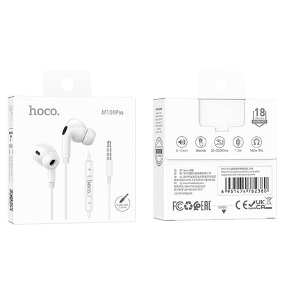 M101 Pro Crystal sound wire-controlled earphones with microphone-White