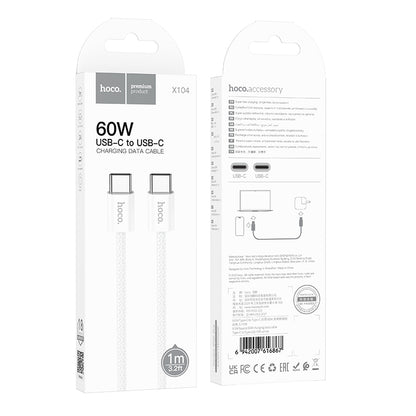 HOCO X104 Source 60W charging data cable Type-C to Type-C(L=1M) white