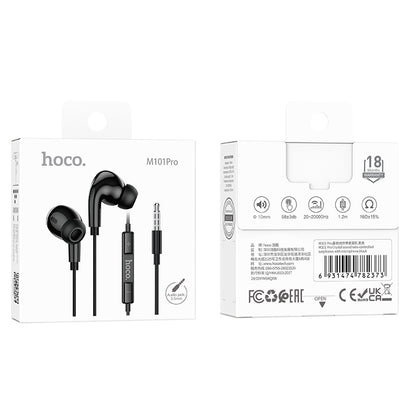 HOCO M101 Pro Crystal sound wire-controlled earphones with microphone black