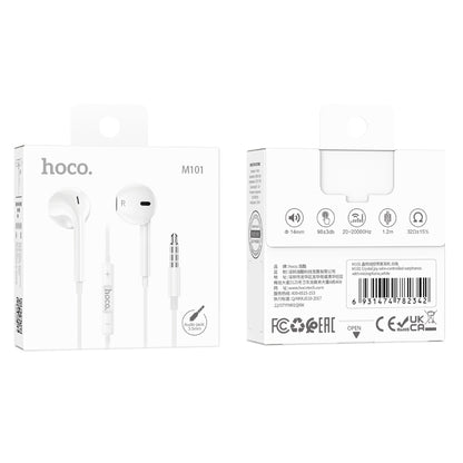 HOCO M101 Crystal joy wire-controlled earphones with microphone White