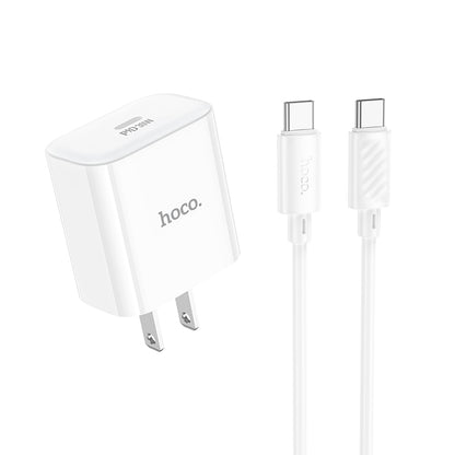 HOCO C76 Pro Majestic single port PD30W charger set(Type-C to Type-C)(US) white