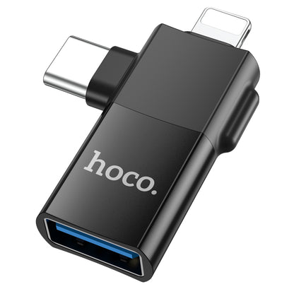 HOCO UA17 iP male + Type C to USB female OTG adapter black