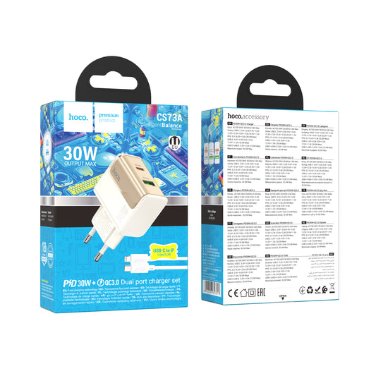 30W Power Adapter Wall Charger iP No Logo Box White