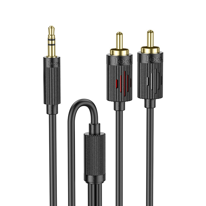 HOCO UPA28 3.5 double lotus RCA audio cable black