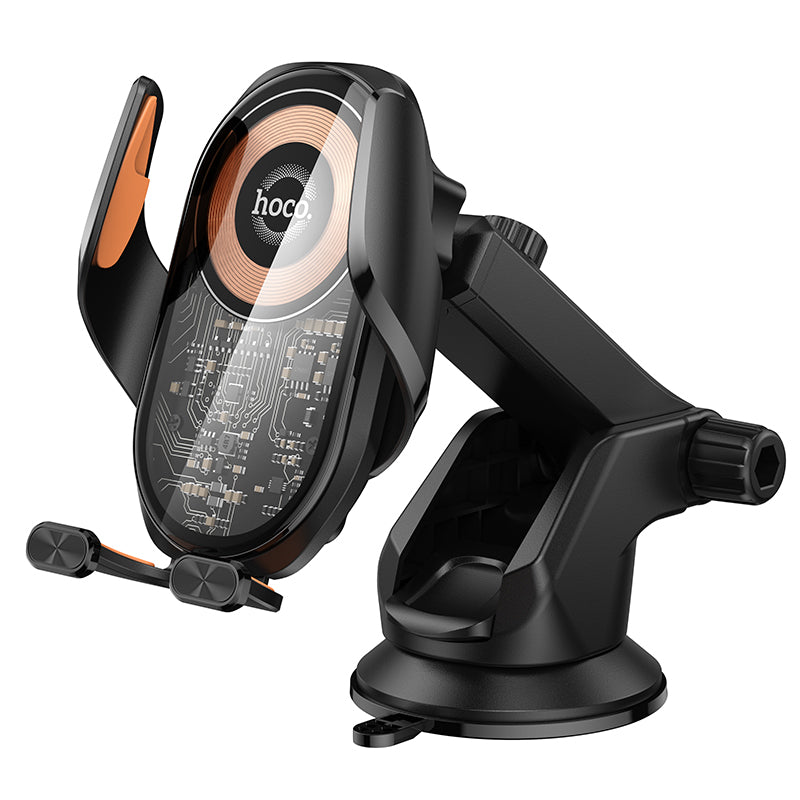 HOCO HW34 Blue whale 3-axis linkage wireless fast charging car holder(center console) black