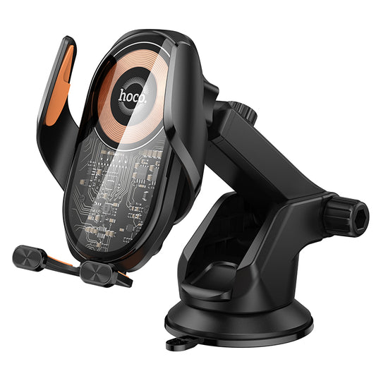 HOCO HW34 Blue whale 3-axis linkage wireless fast charging car holder(center console) black