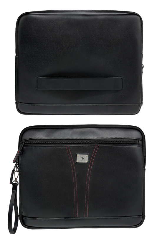 Oswald Laptop Bag Black Leather Santa Barbara