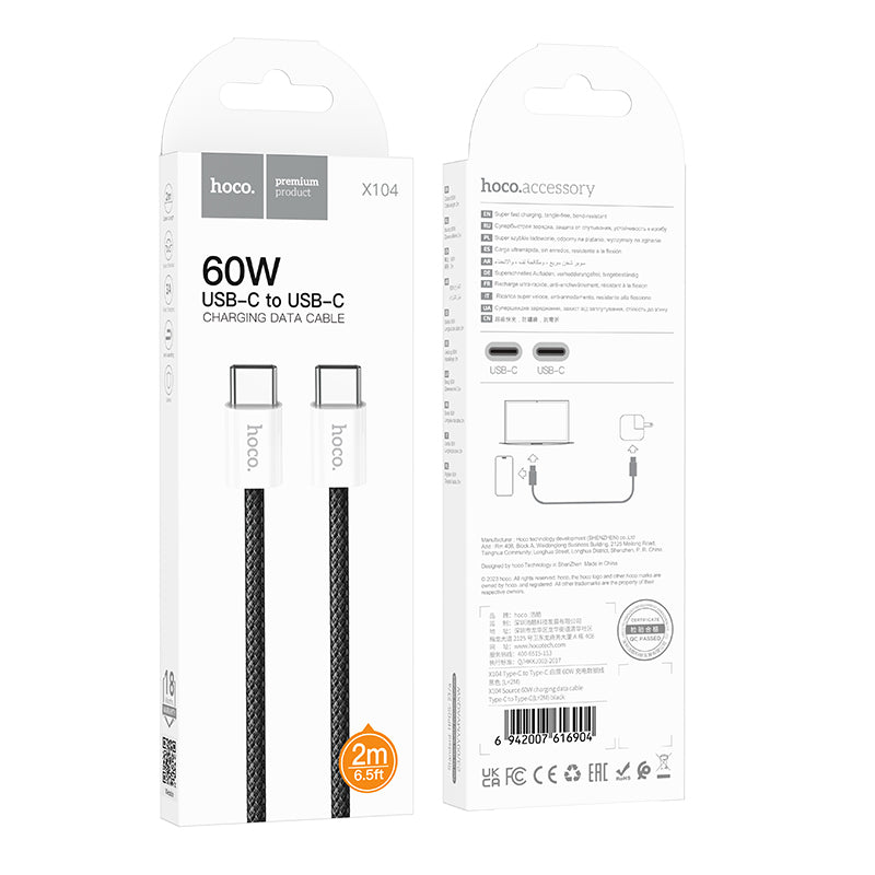 HOCO X104 Source 60W charging data cable Type-C to Type-C(L=2M) black