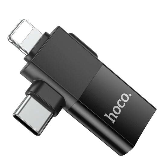 HOCO UA17 iP male + Type C to USB female OTG adapter black