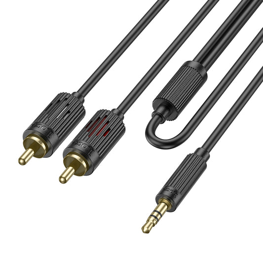 HOCO UPA28 3.5 double lotus RCA audio cable black
