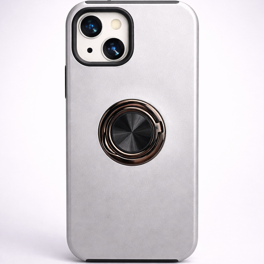 Strong Magnetic Ring Iphone 15 Silver Case