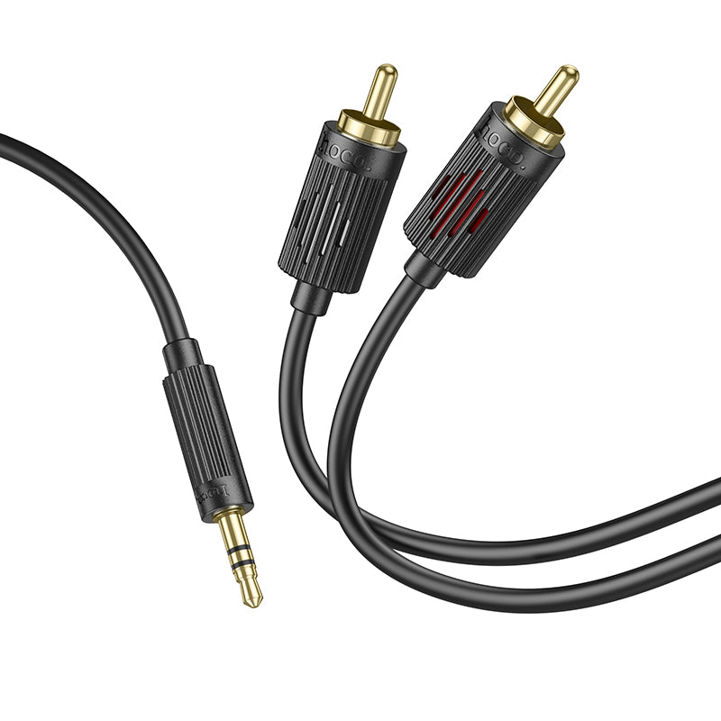 HOCO UPA28 3.5 double lotus RCA audio cable black