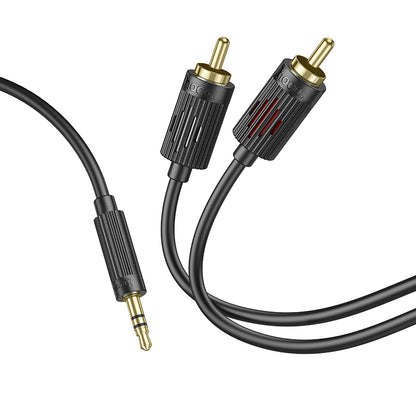 HOCO UPA28 3.5 double lotus RCA audio cable black
