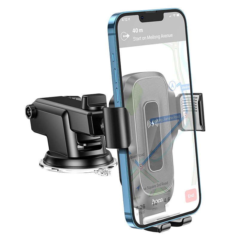 HOCO HW3 Wise automatic induction wireless fast charging car holder(center console) black