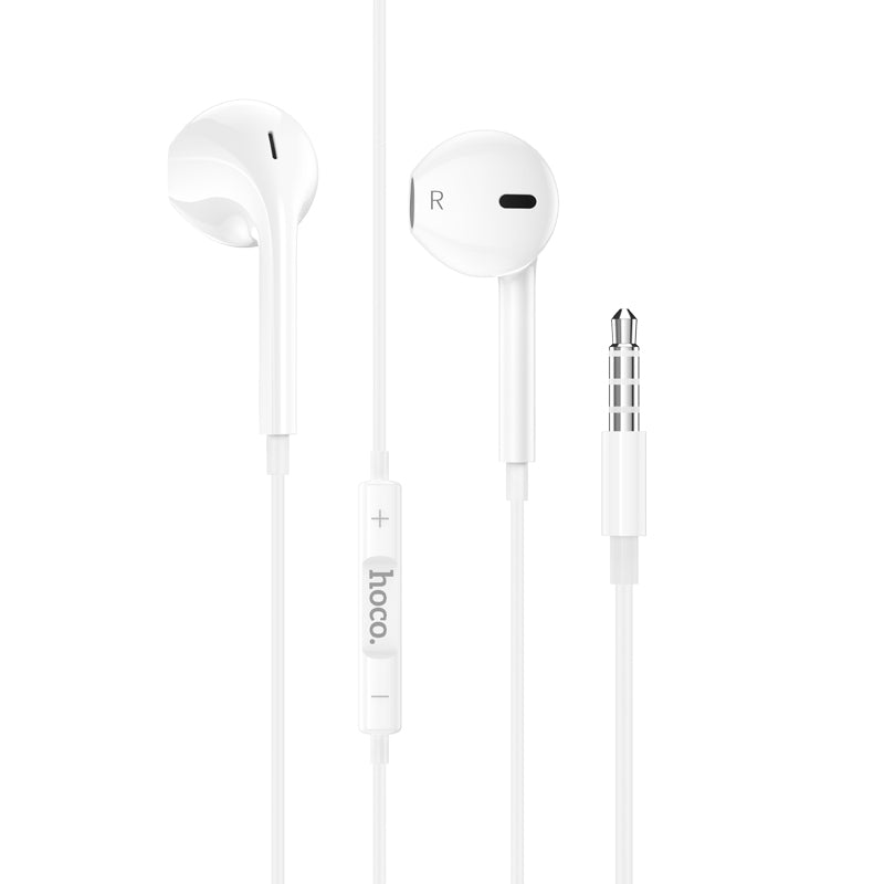 HOCO M101 Crystal joy wire-controlled earphones with microphone White