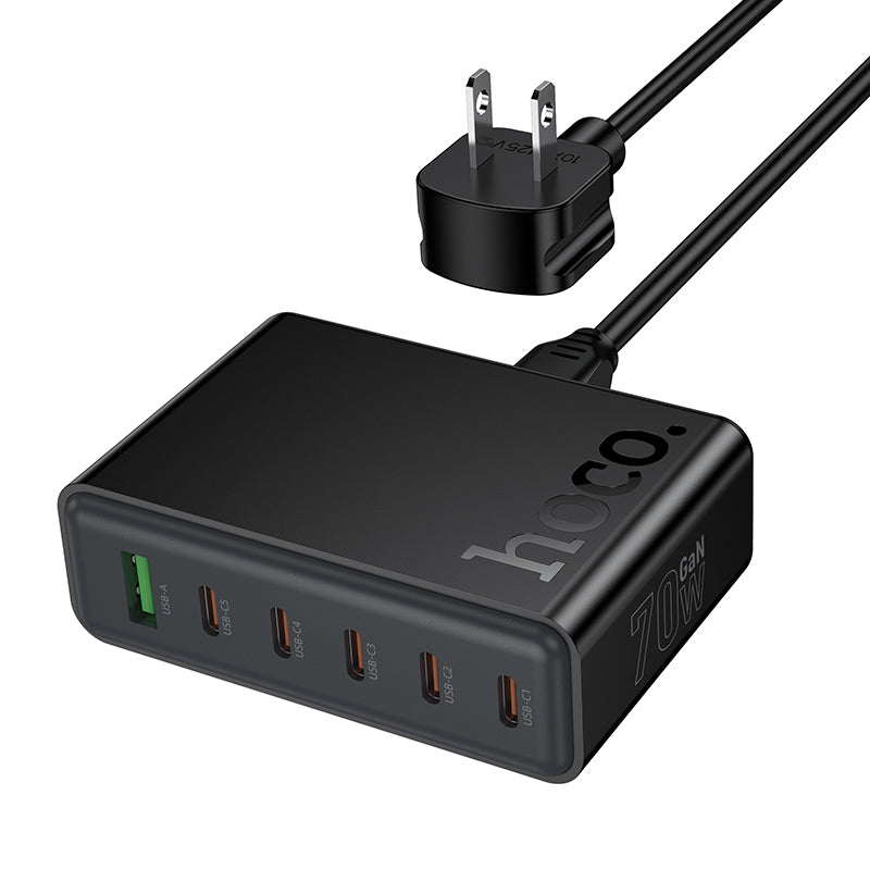 Hoco C152 6-IN-1 70W Charger With Cable Black