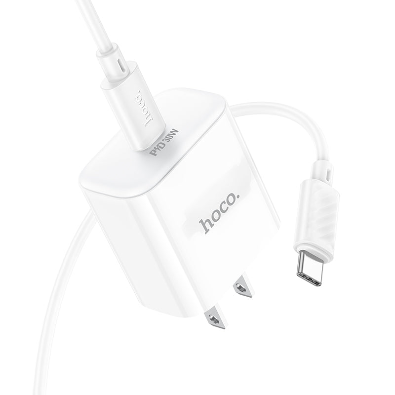 HOCO C76 Pro Majestic single port PD30W charger set(Type-C to Type-C)(US) white
