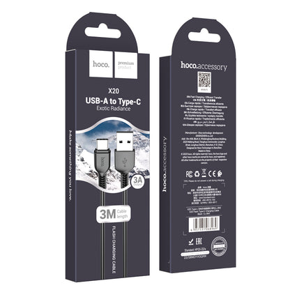 HOCO X20 Flash Type-C charging cable(L=3M) black