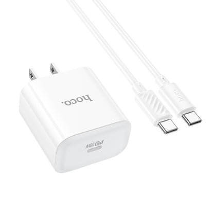 HOCO C76 Pro Majestic single port PD30W charger set(Type-C to Type-C)(US) white