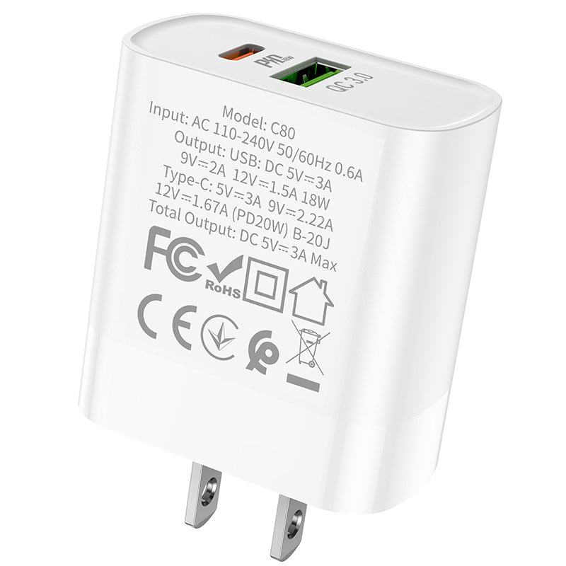 HOCO C80 Rapido PD20W+QC3.0 charger(US)