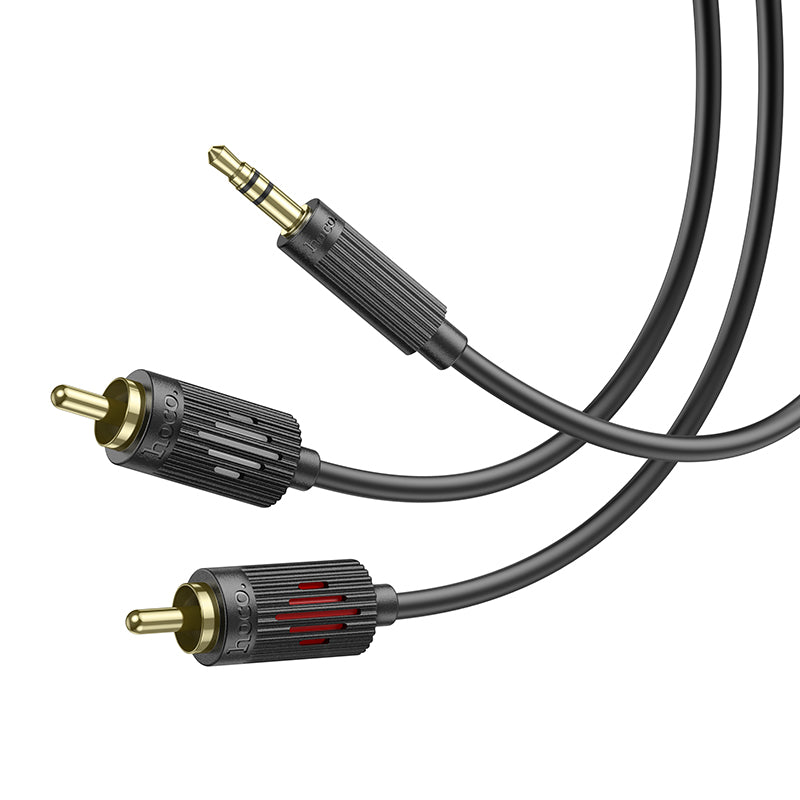 HOCO UPA28 3.5 double lotus RCA audio cable black
