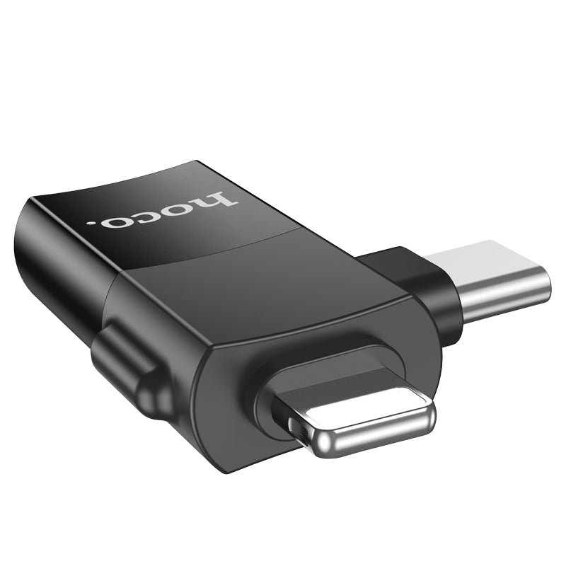HOCO UA17 iP male + Type C to USB female OTG adapter black