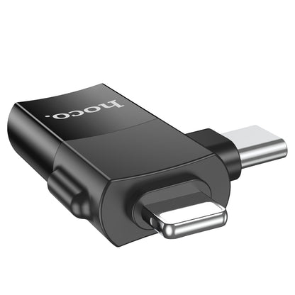 HOCO UA17 iP male + Type C to USB female OTG adapter black