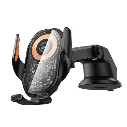 HOCO HW34 Blue whale 3-axis linkage wireless fast charging car holder(center console) black