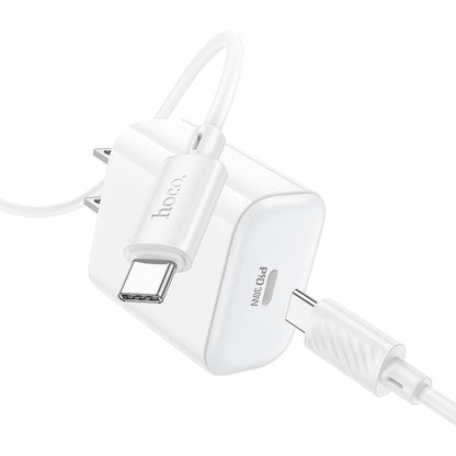 HOCO C76 Pro Majestic single port PD30W charger set(Type-C to Type-C)(US) white