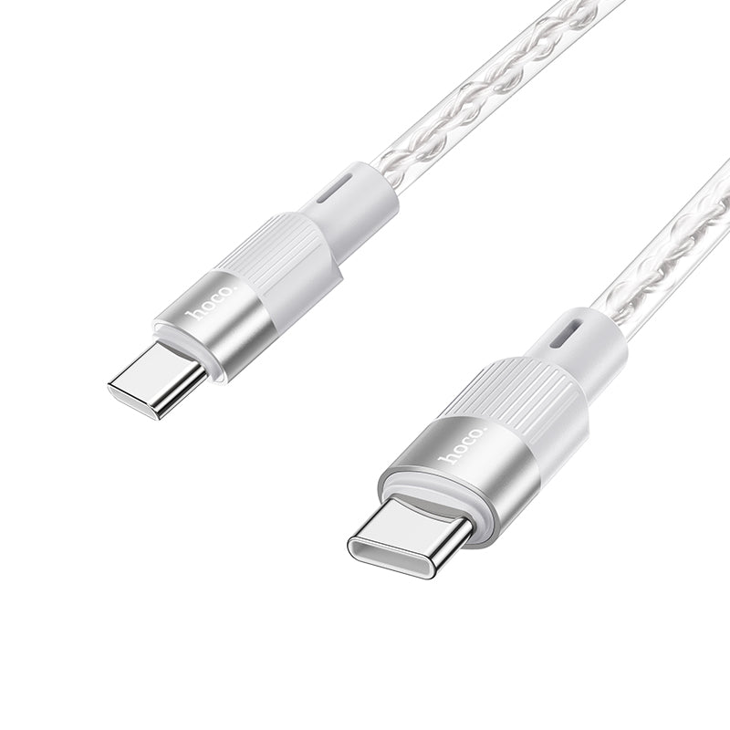 HOCO X99 Crystal junction 60W silicone charging data cable Type-C to Type-C gray