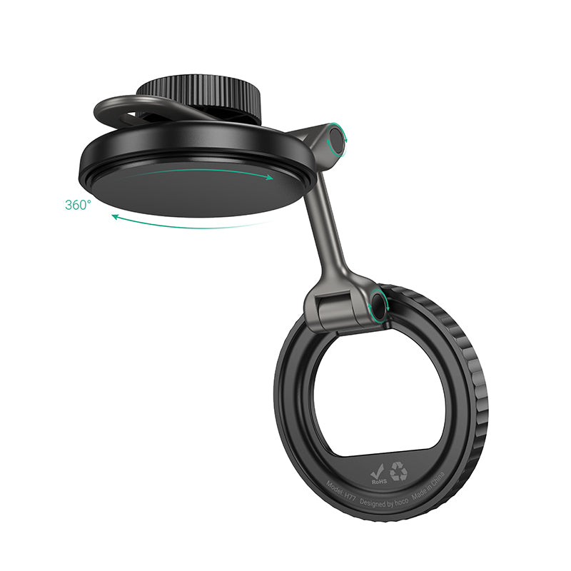 HOCO H77 View folding magnetic ring car holder(center console) black metal Grey