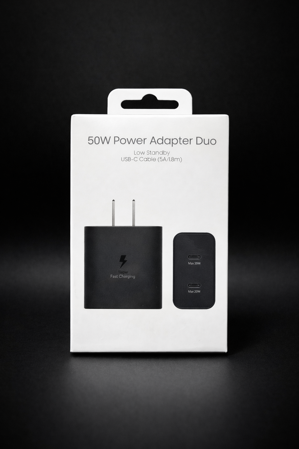 50W Duo Adapter Wall Charger Samsung No Logo Box Black