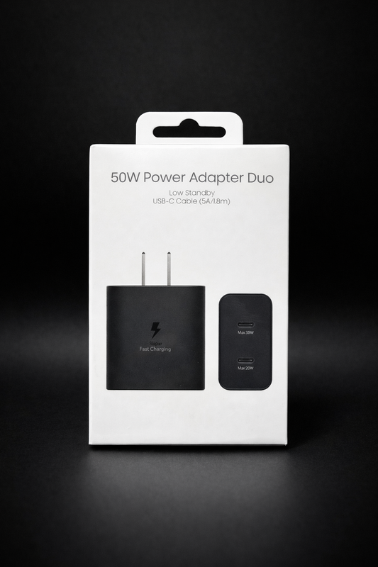 50W Duo Adapter Wall Charger Samsung No Logo Box Black