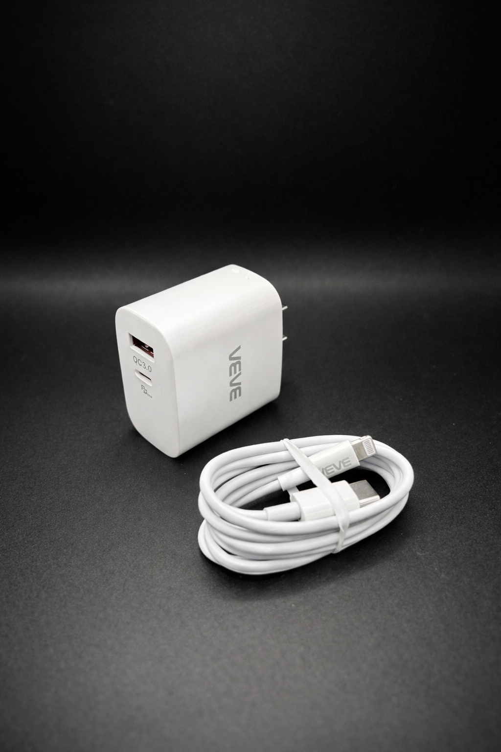 3A3A 25W Quick Charger Type C + USB A With Type-C to Lightning Cable