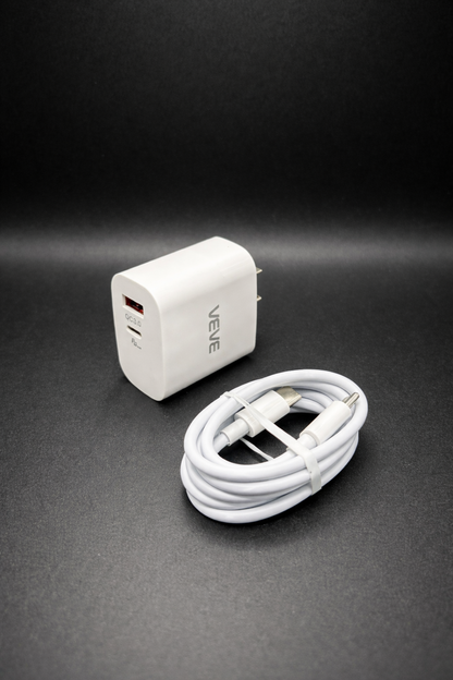 3A3A 25W Quick Charger Type C + USB A With Type-C to Type-C Cable