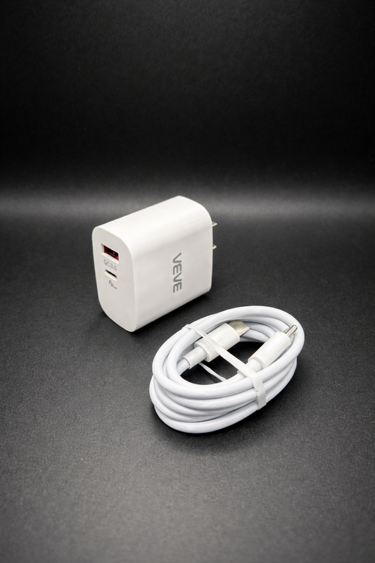 3A3A 25W Quick Charger Type C + USB A With Type-C to Type-C Cable