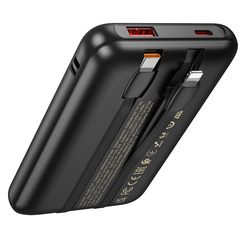 HOCO Q37 Graceful 22.5W+PD20W power bank with two cables(10000mAh) black