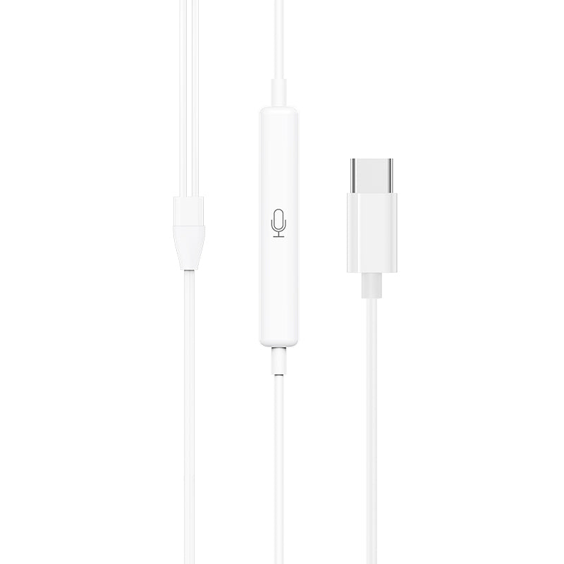 M101 Crystal joy Type-C wire-controlled digital earphones with microphone-White