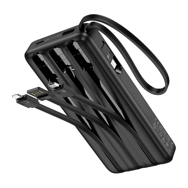 J146 Night tide power bank with 4 cables(10000mAh) Black