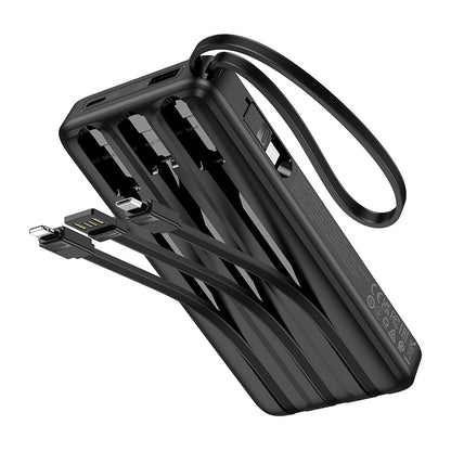 J146 Night tide power bank with 4 cables(10000mAh) Black