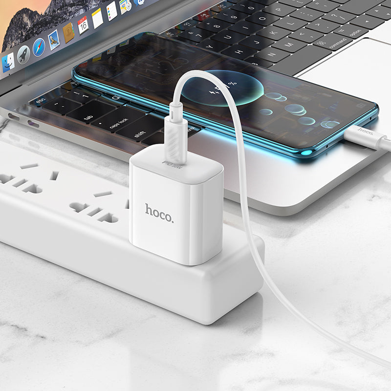 HOCO C76 Pro Majestic single port PD30W charger set(Type-C to Type-C)(US) white
