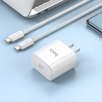 HOCO C76 Pro Majestic single port PD30W charger set(Type-C to Type-C)(US) white