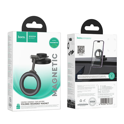 HOCO H77 View folding magnetic ring car holder(center console) black metal Grey