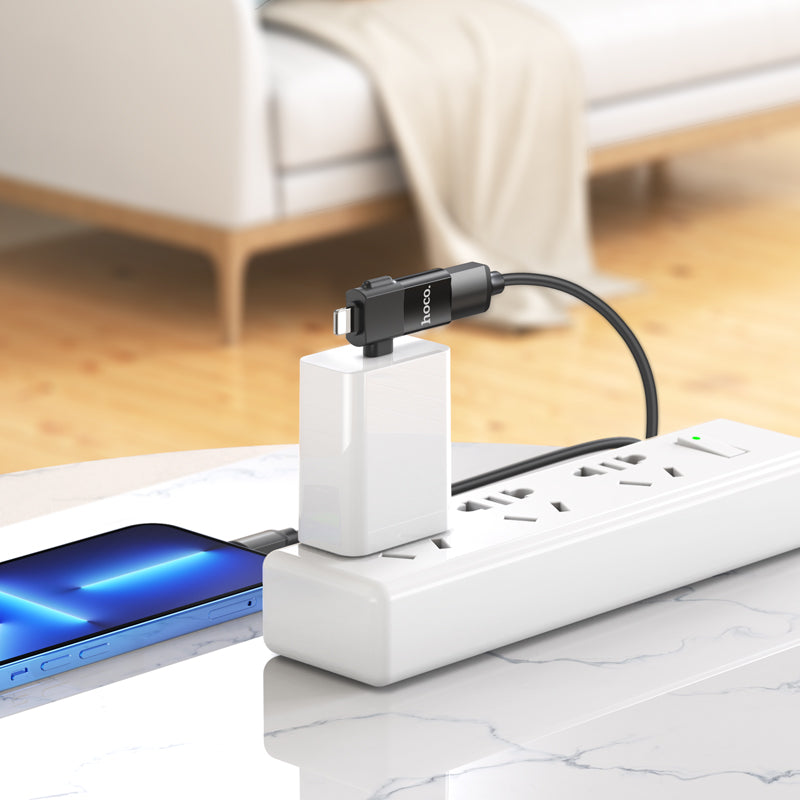 HOCO UA17 iP male + Type C to USB female OTG adapter black